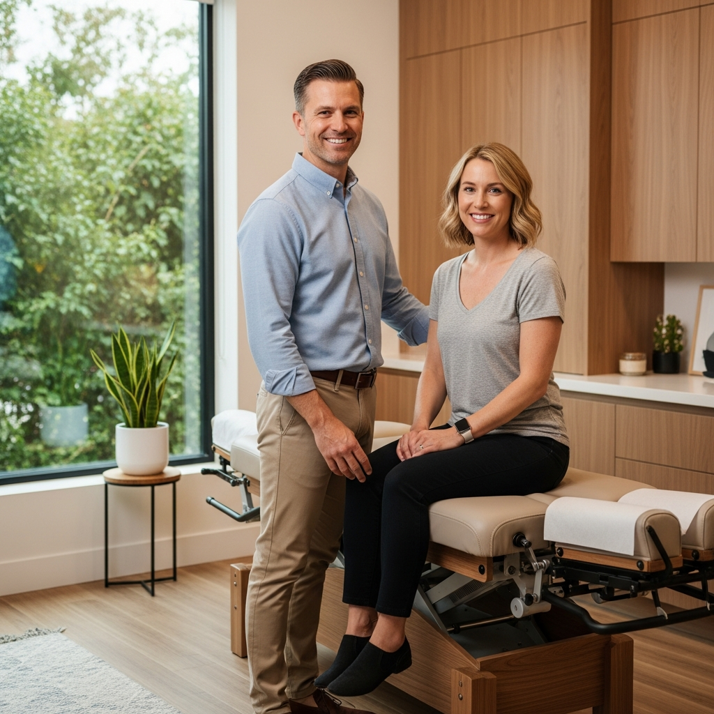 Chiropractor with a patient in a modern wellness clinic