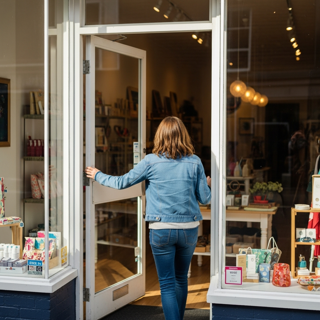 Shopper discovering an independent retail store through local search